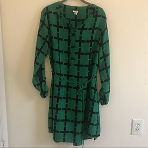 Merona green/black shirtdress